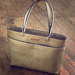 Michael Kors Gold Metallic Tote Handbag